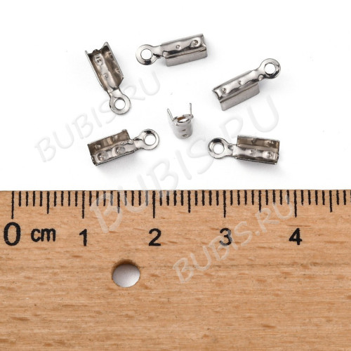 Зажимы №44 Концевики 10*3,5*3мм цвет платины (Хирургическая сталь) (10шт)