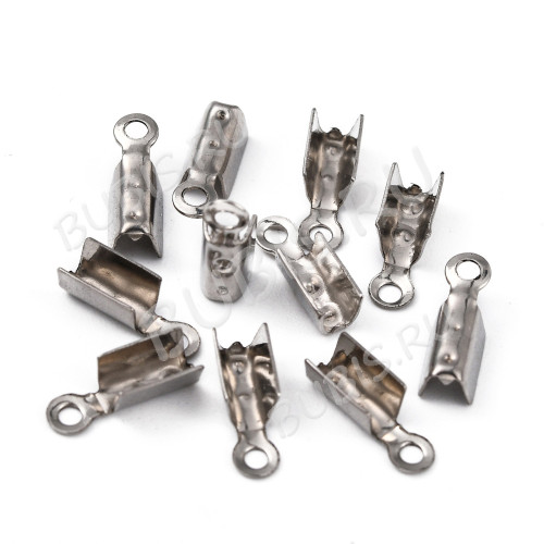 Зажимы №44 Концевики 10*3,5*3мм цвет платины (Хирургическая сталь) (10шт)