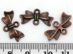 (СКИДКИ!!!) Подвеска Бантик 05 коннектор 19,5*9,7*2мм античная медь (литьё) (10шт.)