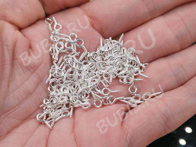 Штифт винтовой 02 толстый 8*4*1,3мм серебристый (Iron) (100шт)