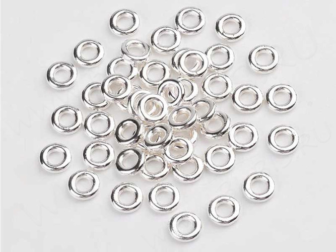 Кольцо декоративное 24 простое Бублик 8*8*2мм серебристое (литьё) (10шт)