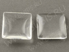 Кабошон стеклянный 37 Квадрат выпуклый 12*12*4мм прозрачный (стекло)