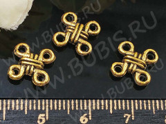 (СКИДКИ!!!) 001 Коннектор Узел двусторонний 10*10*3мм античное золото (литьё) (10шт.)