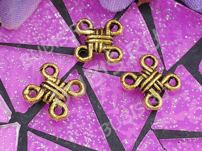 (СКИДКИ!!!) 001 Коннектор Узел двусторонний 10*10*3мм античное золото (литьё) (10шт.)