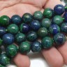 Купить (ОПТ) Бусина округлая 12мм Азурмалахит натуральный (камни) (НИТЬ) с доставкой по России
