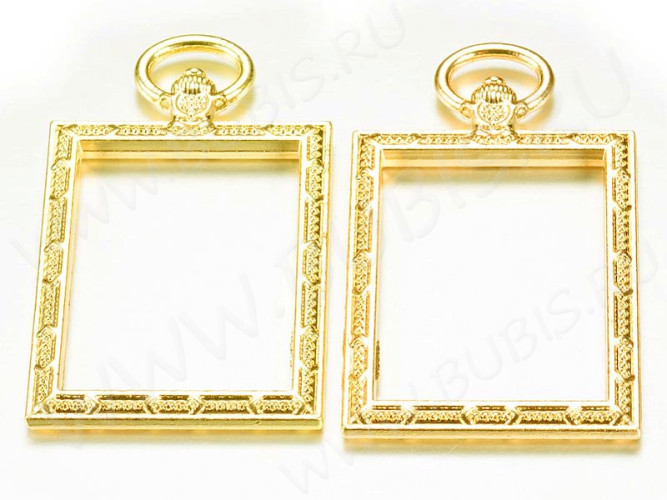 Подвеска Рамка 21 Прямоугольник с узорами 52*31*4,3мм золотистая (литьё)