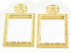 Подвеска Рамка 21 Прямоугольник с узорами 52*31*4,3мм золотистая (литьё)