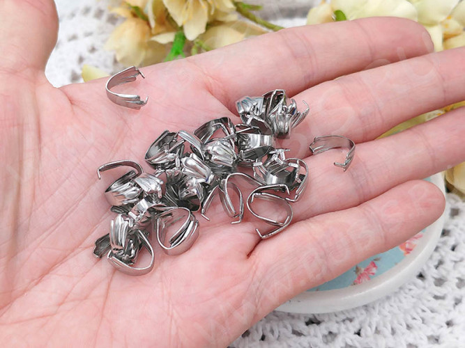 Держатель кулона 078 простой 10,5*6,5*5,5мм цвет платины (Хирургическая сталь)