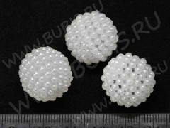 Бусина Округлая 27 Жемчужный Шар 20мм белый непрозрачный (акрил)