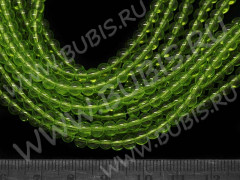Бусина округлая 4мм жёлто-зелёная прозрачная (стекло) (50шт.)
