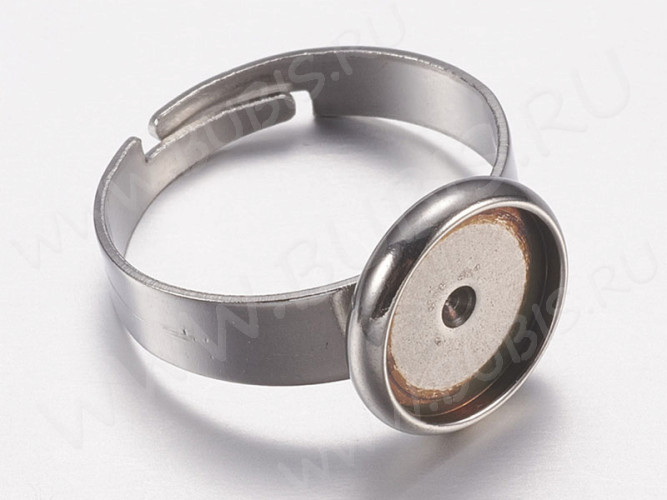 Основа (заготовка) для кольца 162 17мм с сеттингом 10мм цвет платины (Хирургическая Сталь)