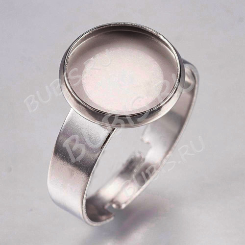 Основа (заготовка) для кольца 162 17мм с сеттингом 10мм цвет платины (Хирургическая Сталь)