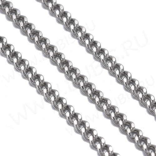 Цепочка C14 тонкая закрученная звено 2*1,5мм цвет платины (Brass) (50см)