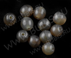 Бусина округлая 4мм св.коричнево-серая полупрозрачная (стекло) (50шт.)