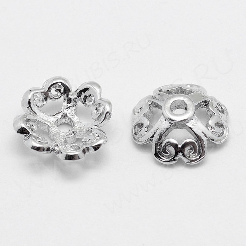 274 Шапочка чашечка 8*8*3мм с покрытием платиной цвет платины (LUX) (Brass)