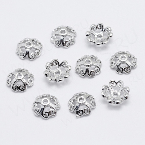 274 Шапочка чашечка 8*8*3мм с покрытием платиной цвет платины (LUX) (Brass)