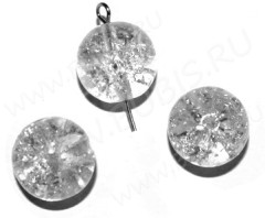 Бусина округлая "Лёд" 6мм прозрачная (стекло кракле) (10шт.)