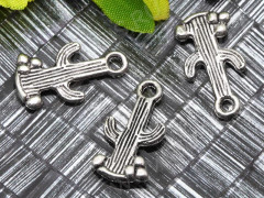 (СКИДКИ!!!) Подвеска Кактус 01 3D плоская 19*10*2мм античное серебро (литьё) (10шт.)