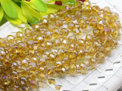 (СКИДКИ!!!) Бусина Абакус гранёный 8*8*5,5мм Хрусталь золотистый с АВ прозрачный (имитация Сваровски) (10шт.)