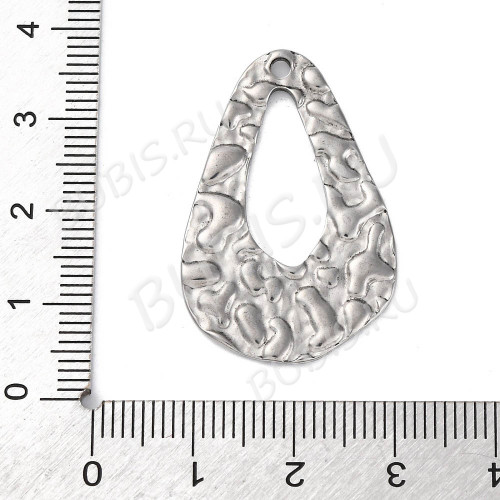 Подвеска Капля контур рамка 03 34*22*1мм цвет платины (Хирургическая сталь) 