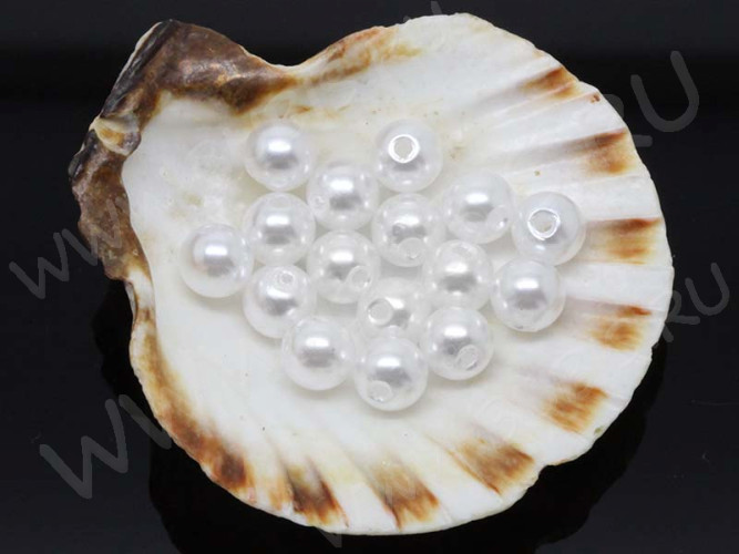 Бусина Округлая 18 "Жемчуг" 8мм белоснежный (акрил) (20шт)