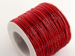Вощёный хлопковый шнур 1мм красный на катушке (84м)