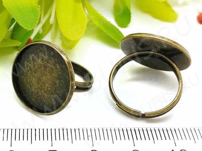 Основа (заготовка) для кольца 143 17мм с круглым сеттингом 18мм античная бронза (Brass)