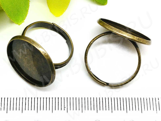 Основа (заготовка) для кольца 143 17мм с круглым сеттингом 18мм античная бронза (Brass)