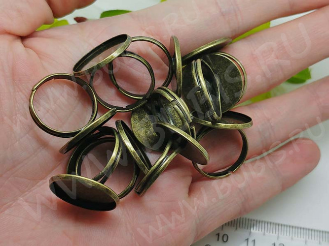 Основа (заготовка) для кольца 143 17мм с круглым сеттингом 18мм античная бронза (Brass)