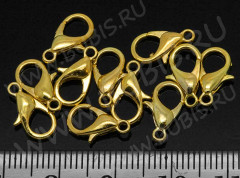 (ОПТ) Замочек карабин №044 средний 12*6*3мм золотистый (сплав) (100шт)