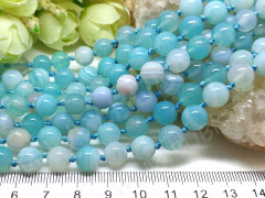 (ОПТ) Бусина округлая ГЛАДКАЯ 8мм Агат Мадагаскарский Голубой (камни) (НИТЬ)