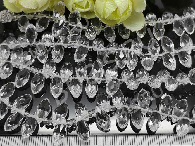 (СКИДКИ!!!) Подвеска Капля гранёная 12*6*5,5мм Хрусталь чистый прозрачный (имитация Сваровски) (10шт.)