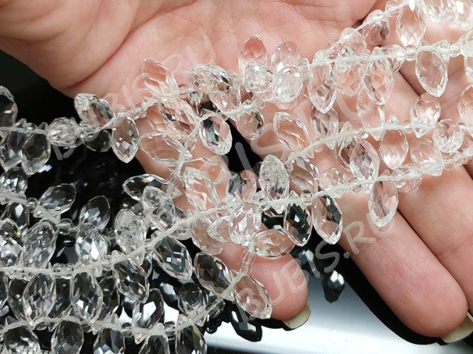 (СКИДКИ!!!) Подвеска Капля гранёная 12*6*5,5мм Хрусталь чистый прозрачный (имитация Сваровски) (10шт.)