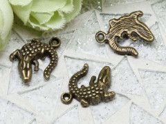 Подвеска Крокодил 01 16*13,5*3мм античная бронза (литьё)