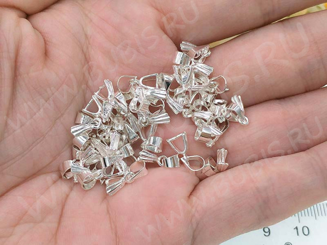 Держатель кулона 048 ракушка с пробой 18KGP 12,5*5,5*2,8мм серебристый (Brass)