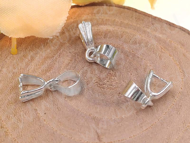 Держатель кулона 048 ракушка с пробой 18KGP 12,5*5,5*2,8мм серебристый (Brass)