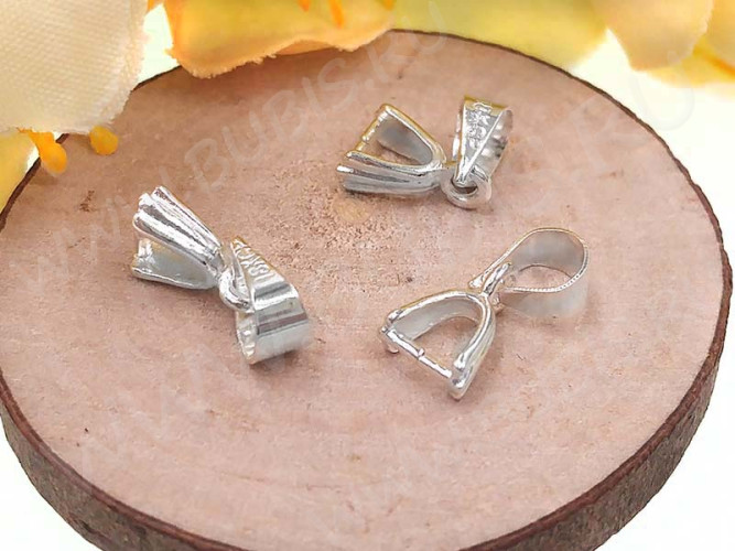 Держатель кулона 048 ракушка с пробой 18KGP 12,5*5,5*2,8мм серебристый (Brass)