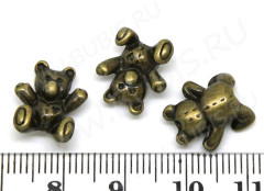 (СКИДКИ!!!) Бусина 166 Мишка 02 3D Тедди 14*12*5,7мм античная бронза (литьё) (10шт.)
