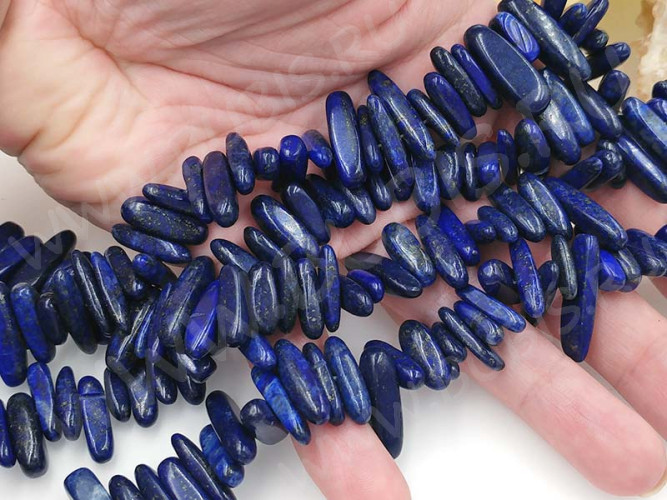 (ОПТ) Бусина каменная Клык 20 13-20мм Лазурит с пиритом натуральный (камни) (НИТЬ)