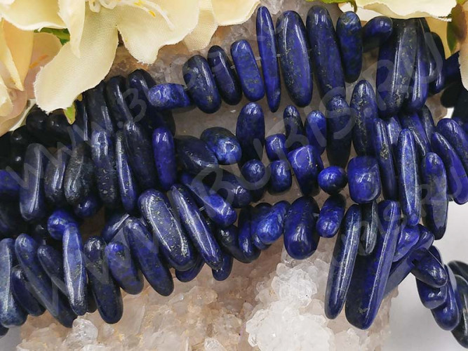 (ОПТ) Бусина каменная Клык 20 13-20мм Лазурит с пиритом натуральный (камни) (НИТЬ)