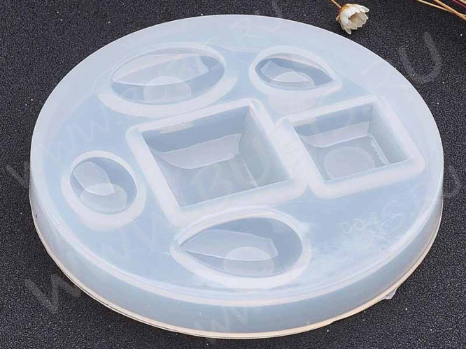 Молд 037 для эпоксидной смолы Кабошон Квадрат Овал Капля (силикон)