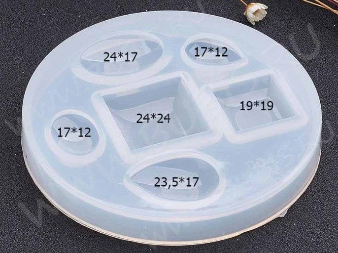 Молд 037 для эпоксидной смолы Кабошон Квадрат Овал Капля (силикон)