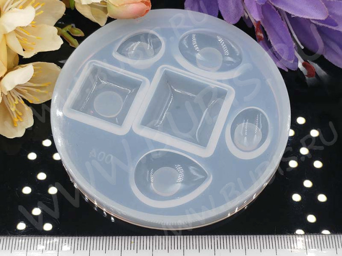 Молд 037 для эпоксидной смолы Кабошон Квадрат Овал Капля (силикон)
