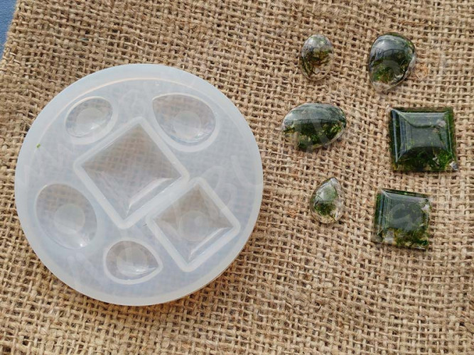 Молд 037 для эпоксидной смолы Кабошон Квадрат Овал Капля (силикон)