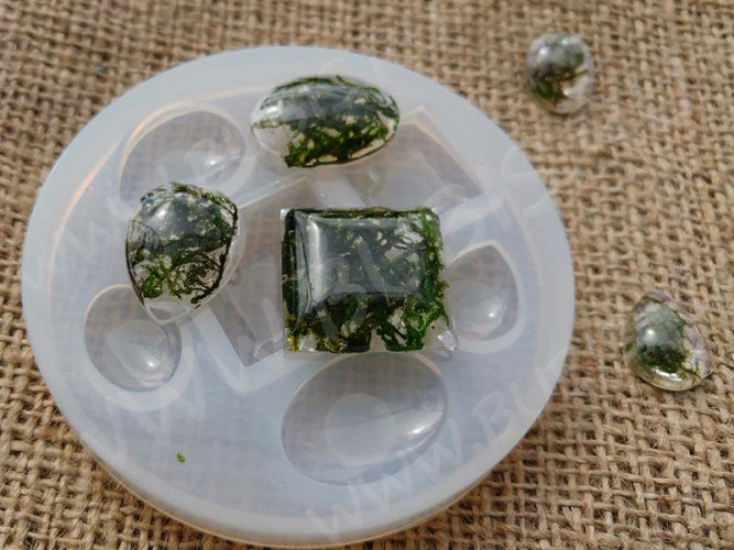 Молд 037 для эпоксидной смолы Кабошон Квадрат Овал Капля (силикон)