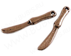 Подвеска Ножик 01 3D 24*4*2мм античная медь (литьё)
