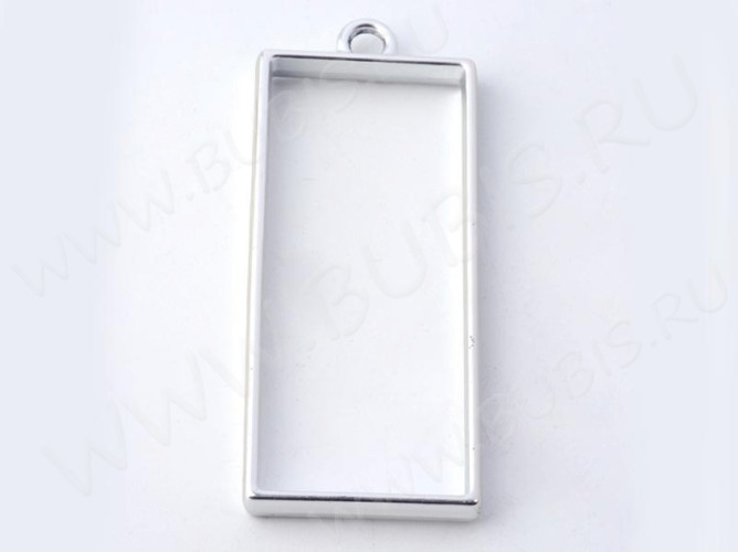 Подвеска Рамка 05 Прямоугольник 49*20*3,6мм матовая серебристая (литьё)