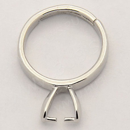 Основа (заготовка) для кольца 151 17мм с держателями бусин цвет платины (Brass)