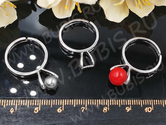 Основа (заготовка) для кольца 151 17мм с держателями бусин цвет платины (Brass)