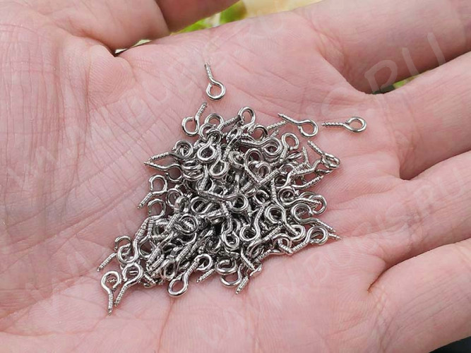 Штифт винтовой 02 толстый 8*4*1,3мм цвет платины (Iron) (100шт)